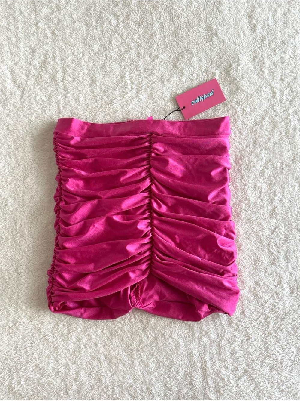 Hot Pink Ruched Mini Skirt